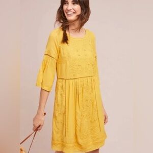 Anthropologie Akemi+Kin Yellow monochrome dress